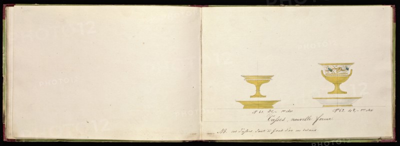Honoré porcelain sample catalog, Honoré, Firm, 19th century, watercolor, gouache, ink, graphite, ca. 1800-1820, The manuscript