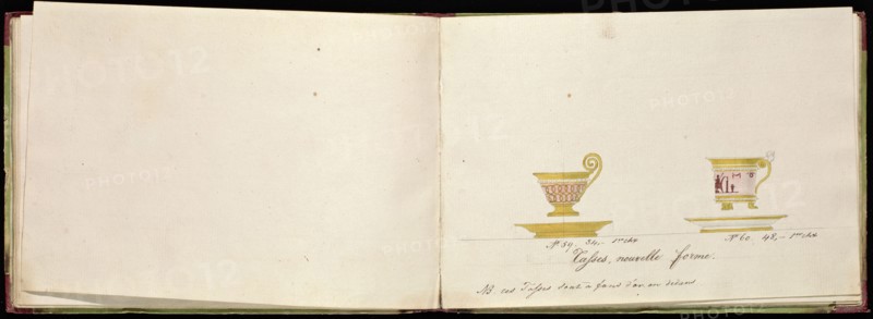 Honoré porcelain sample catalog, Honoré, Firm, 19th century, watercolor, gouache, ink, graphite, ca. 1800-1820, The manuscript