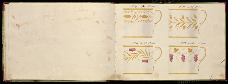 Honoré porcelain sample catalog, Honoré, Firm, 19th century, watercolor, gouache, ink, graphite, ca. 1800-1820, The manuscript