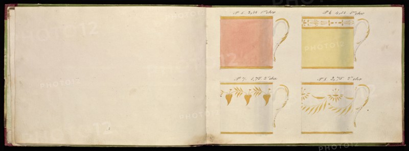 Honoré porcelain sample catalog, Honoré, Firm, 19th century, watercolor, gouache, ink, graphite, ca. 1800-1820, The manuscript