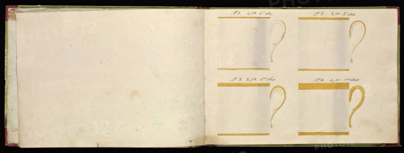 Honoré porcelain sample catalog, Honoré, Firm, 19th century, watercolor, gouache, ink, graphite, ca. 1800-1820, The manuscript