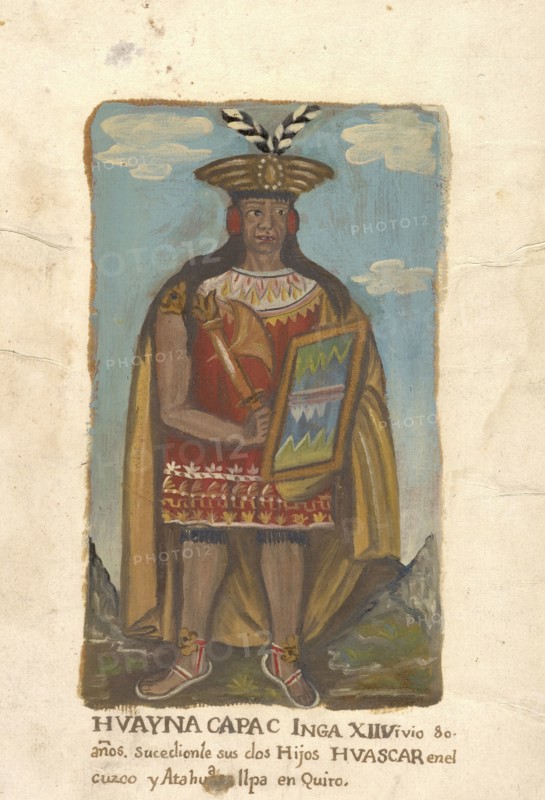 Portraits of Inca kings and an Inca queen, oil on vellum, not before 1825, full-length portraits of Inca rulers