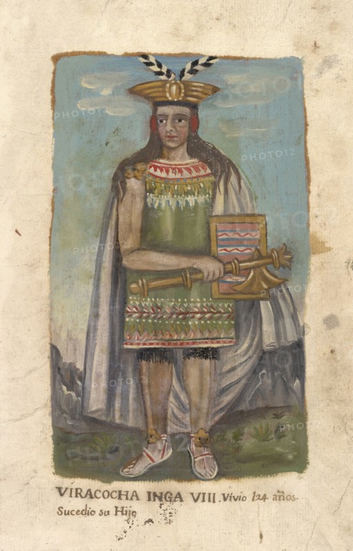 Portraits of Inca kings and an Inca queen, oil on vellum, not before 1825, full-length portraits of Inca rulers