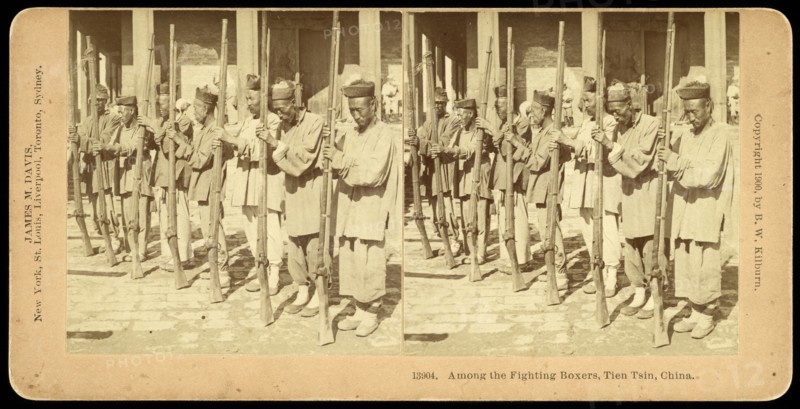 Tien Tsin, China, Among the fighting Boxers, Tien Tsin, China, Davis, James M., Kilburn, B. W., Benjamin West, 1827-1909