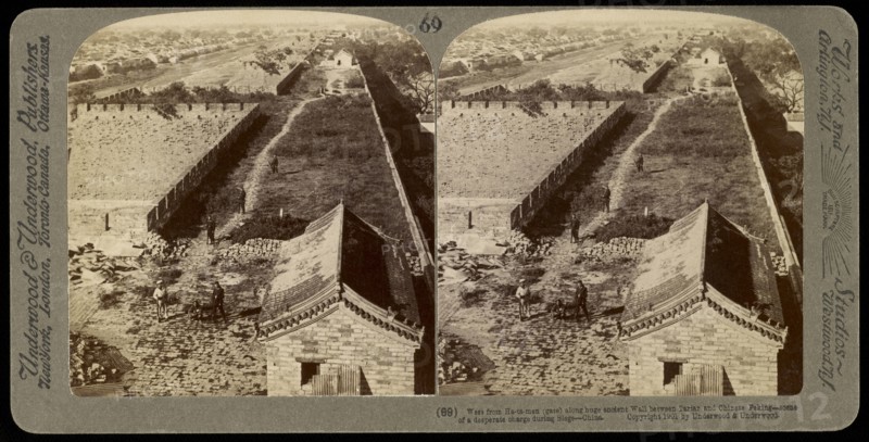 West from Ha-ta-men, gate, along huge ancient wall between Tartar and Chinese Pekin- scene of a desperate charge during siege