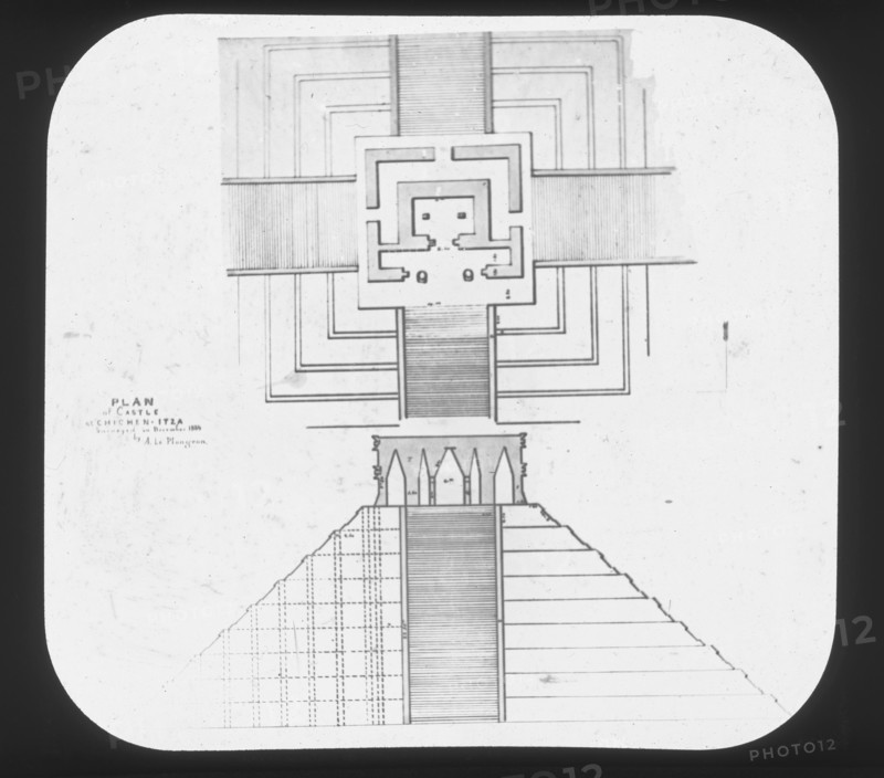 Plan of El Castillo, Chichén Itzá, Augustus and Alice Dixon Le Plongeon papers, 1763-1937, bulk 1860-1910, Le Plongeon, Augustus