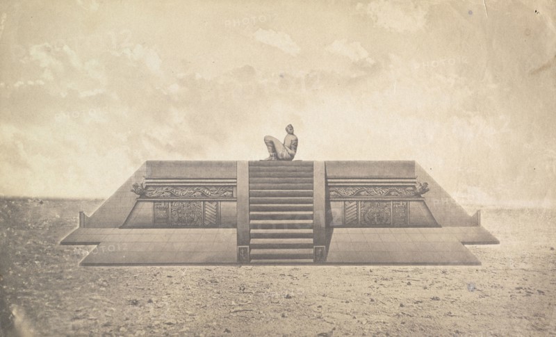 Restoration of the Platform of Venus with Chachmool, Chichén Itzá, Augustus and Alice Dixon Le Plongeon papers, circa 1841-1937