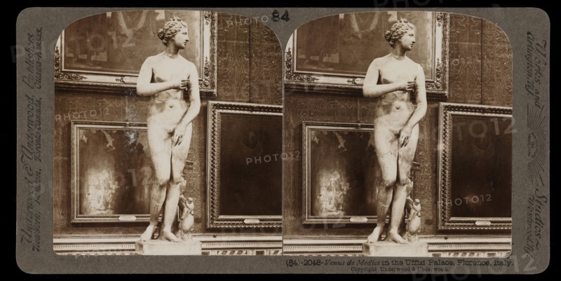 Florence, Venus de Medici in the Uffizi Palace, Florence, Stereographic views of Italy, Underwood and Underwood, Underwood, Bert