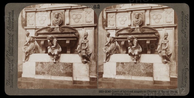 Tomb of Michelangelo in Church of Santa Croce, Stereographic views of Italy, Underwood and Underwood, Underwood, Bert, 1862-1943