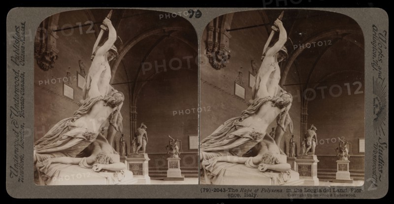 Loggia dei Lanzi, Florence, The Rape of Polyxena, Loggia dei Lanzi, Florence, Stereographic views of Italy, Underwood