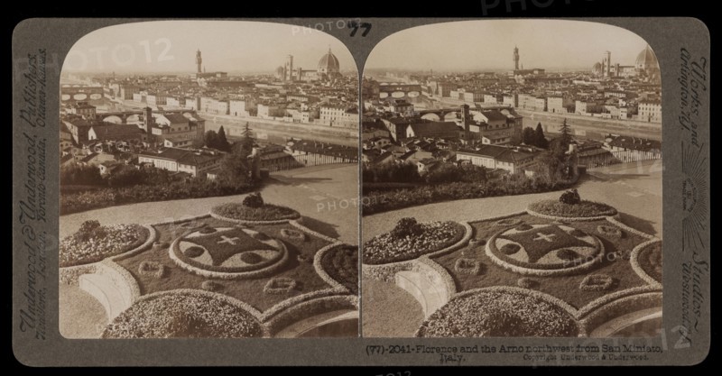 Florence and the Arno northwest from San Miniato, Stereographic views of Italy, Underwood and Underwood, Underwood, Bert, 1862
