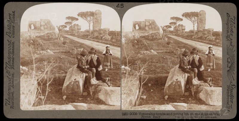 Venerable tombs and young life on the Appian Way, Stereographic views of Italy, Underwood and Underwood, Underwood, Bert, 1862