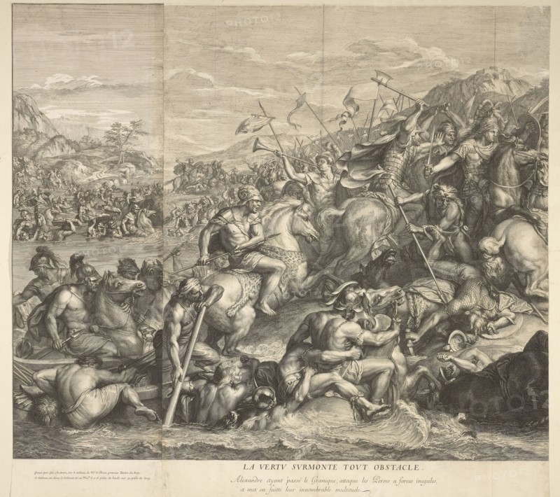 Crossing of the Granicus: detail, Battles of Alexander, Audran, Gérard, 1640-1703, Le Brun, Charles, 1619-1690, Etching