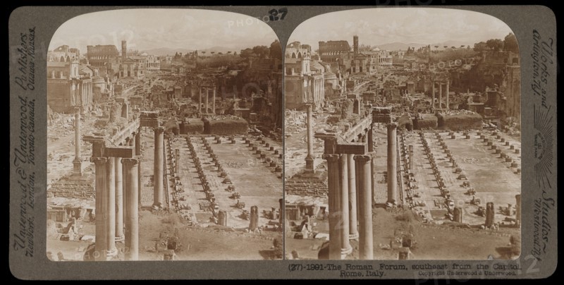 Rome, Roman Forum, Rome, Stereographic views of Italy, Underwood and Underwood, Underwood, Bert, 1862-1943, stereograph: gelatin