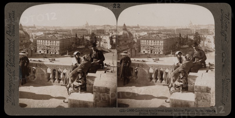 Rome, Looking southwest from Monte Pinoio to St. Peter's, Rome, Stereographic views of Italy, Underwood and Underwood, Underwood