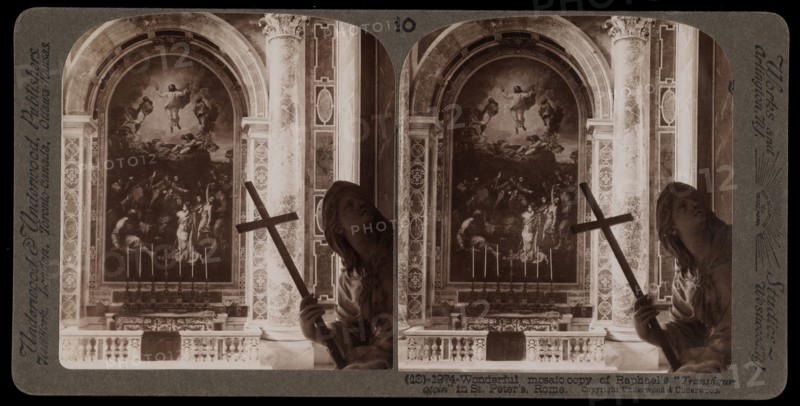 Mosaic copy of Raphael's Transfiguration in St. Peter's, Stereographic views of Italy, Underwood and Underwood, Underwood, Bert