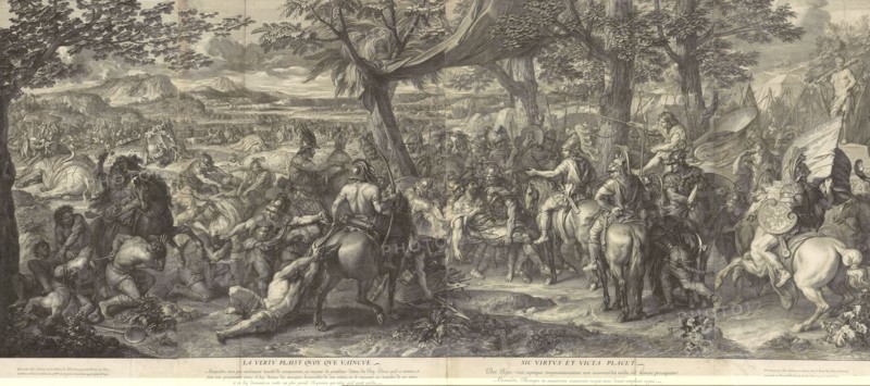 Alexander and Porus, Battles of Alexander, Audran, Gérard, 1640-1703, Le Brun, Charles, 1619-1690, Etching, engraving