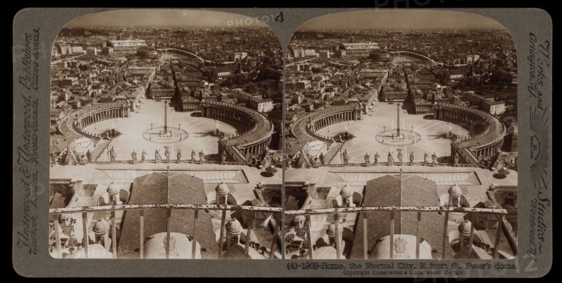 Rome, the eternal city, from St. Peter's dome, Stereographic views of Italy, Underwood and Underwood, Underwood, Bert, 1862-1943