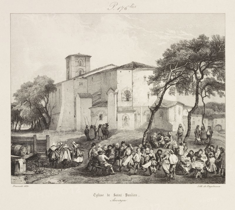 Eglise de Saint-Paulien, Voyages pittoresques et romantiques dans l'ancienne France, Dauzats, Adrien, 1804-1868, Engelmann, G.