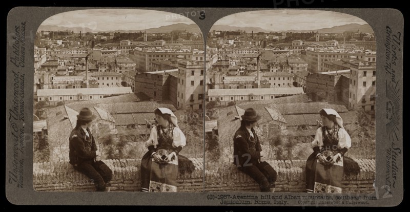 southeast from Janiculum, Rome, Aventine hill and Alban mountains, southeast from Janiculum, Rome, Stereographic views of Italy