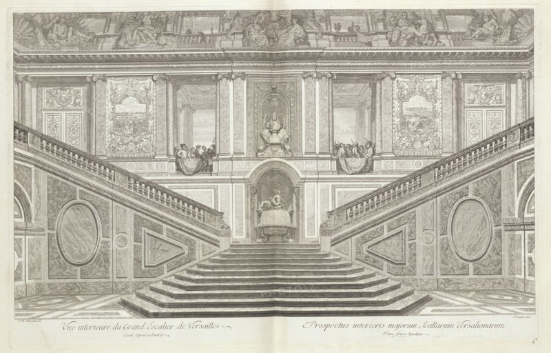 Vue interieure du grand escalier de Versailles costé oposé a l'entrée, Grand escalier du Château de Versailles