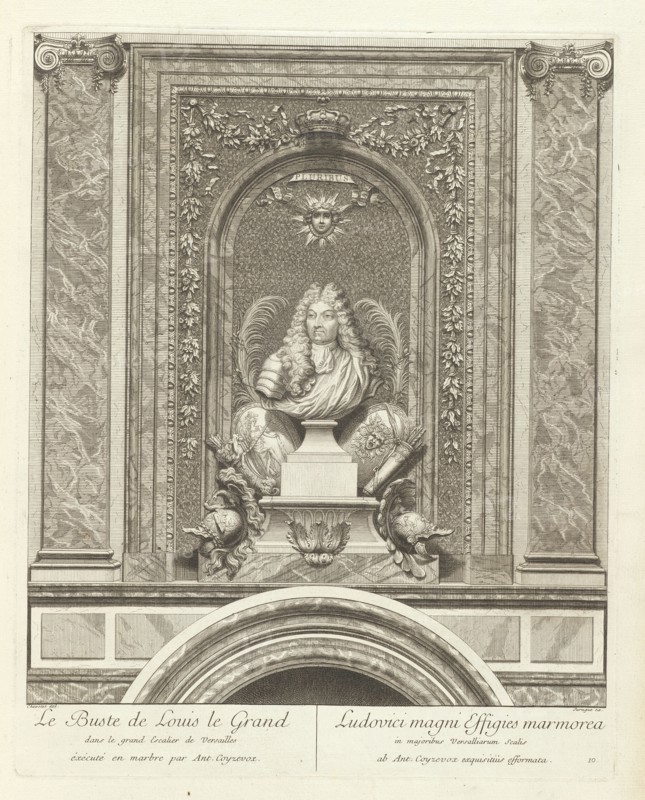 Le buste de Louis le Grand dans le grand escalier de Versailles éxécuté en marbre par Ant. Coyzevox, Grand escalier du Chateau
