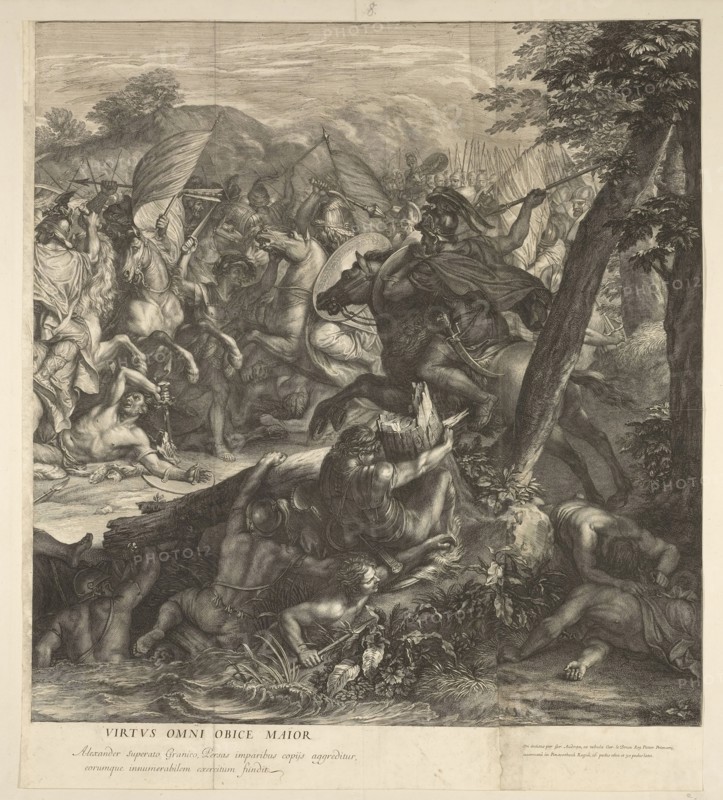 Crossing of the Granicus: detail, Battles of Alexander, Audran, Gérard, 1640-1703, Le Brun, Charles, 1619-1690, Etching