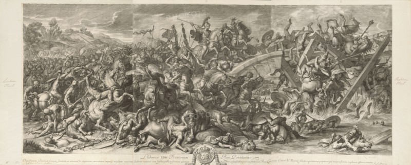 Battle at the Milvian Bridge, Audran, Gérard, 1640-1703, after Le Brun, Charles, 1619-1690, Etching and engraving, 1666