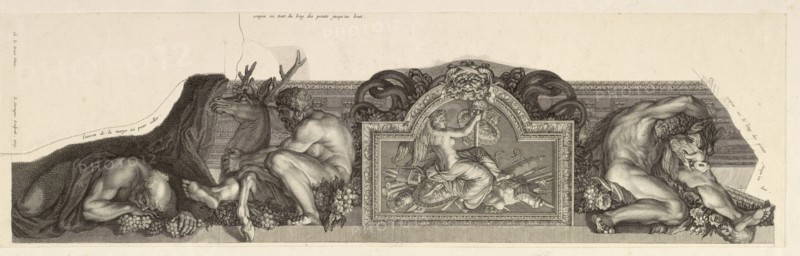 Relief flanked by figures of Hercules with the hind of Ceryneia and the Erymanthean boar, Apotheosis of Hercules, Le Brun
