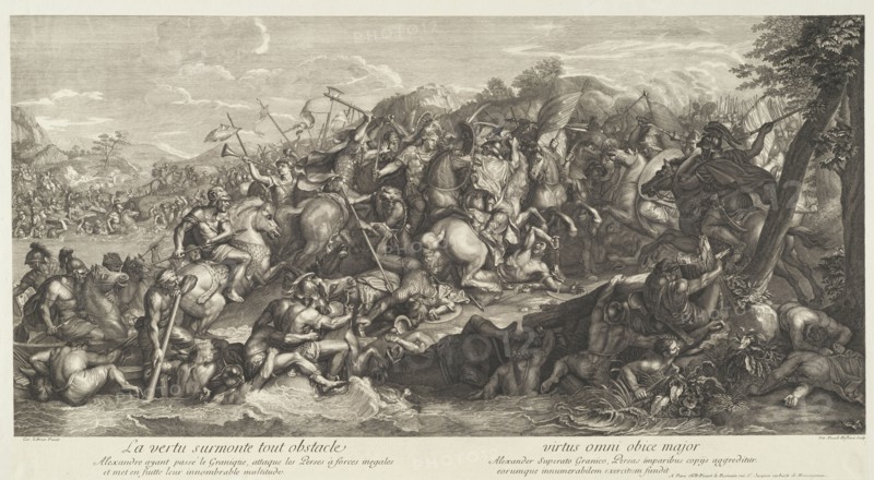 Crossing of the Granicus, Battles of Alexander, Le Brun, Charles, 1619-1690, Picart, Etienne, 1632-1721, Picault, Pierre, 1680