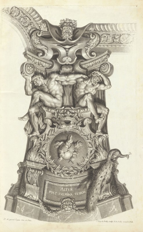 Alter post fvlmina terror, Engravings of frescoes at Versailles and St. Cloud, Mignard, Pierre, 1612-1695, Poilly, Jean-Baptiste