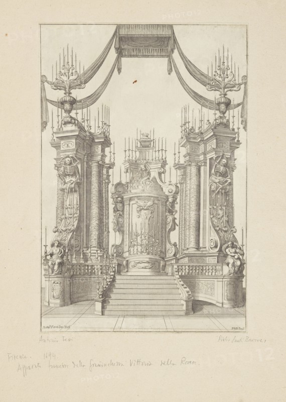 Catafalque, Collection of festival prints, 1530-1887, Bartoli, Pietro Santi, 1635-1700, Ferri, Antonio, d. 1716, Engraving