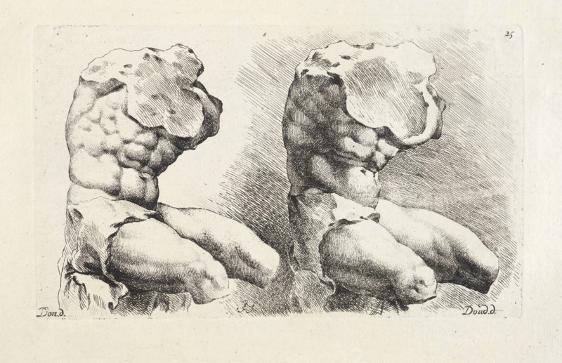 Belvedere torso, two 3/4 front views, Signorvm vetervm icones, Bisschop, Jan de, 1628-1671, Doncker, Pieter Paul, Doudijns