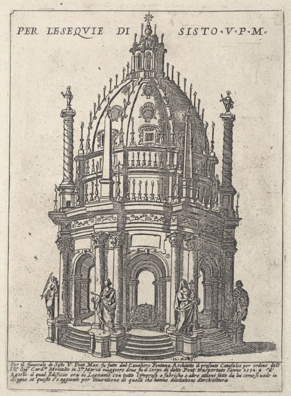 Per l'eseqvie di Sisto. V. p.m. Collection of festival prints, Maggi, Giovanni, 1566-1618, Etching