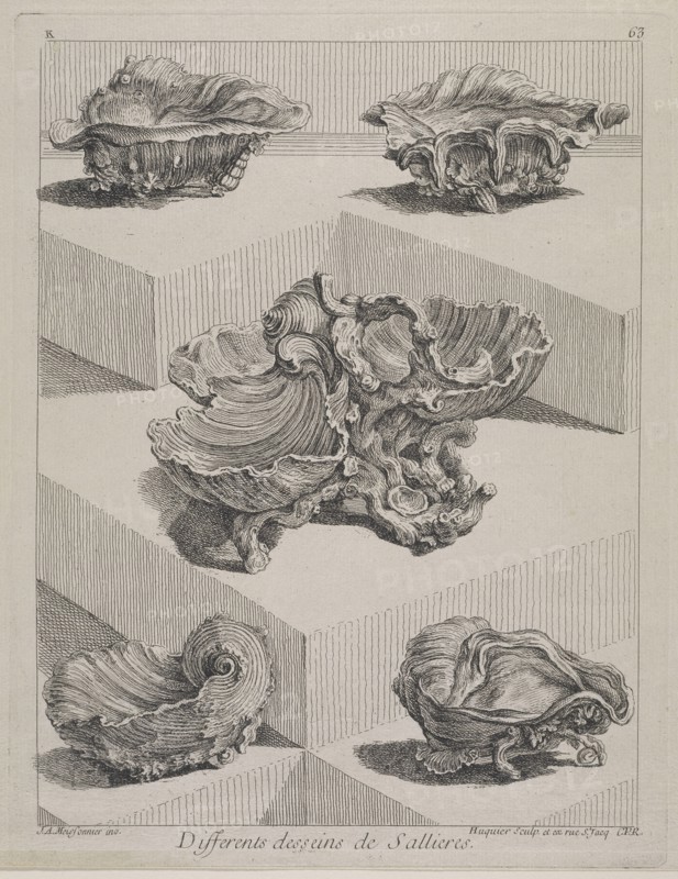 Differents desseins de sallieres, Ornament Prints Collection, Oeuvre de Juste Aurele Meissonnier peintre sculpteur architecte