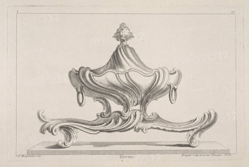 Terrine, Ornament Prints Collection, Oeuvre de Juste Aurele Meissonnier peintre sculpteur architecte andc. dessinateur