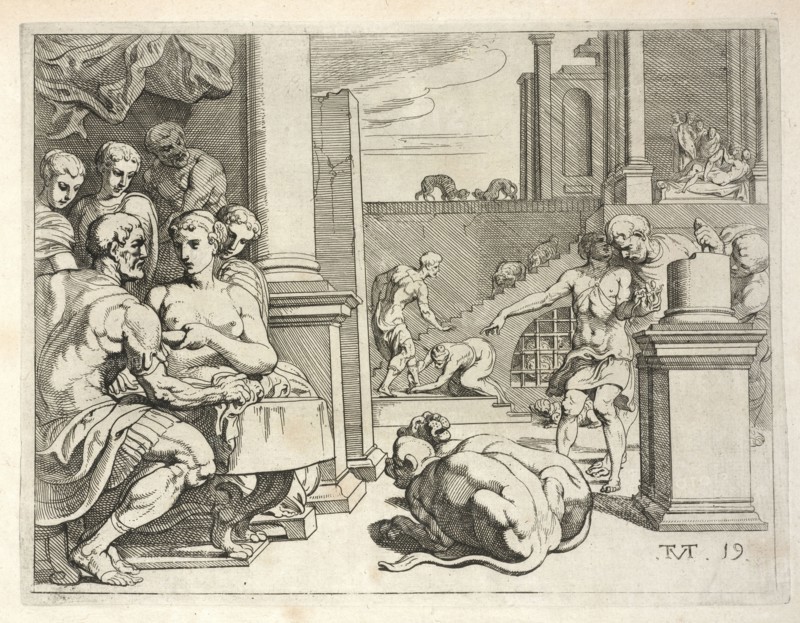 Scene from the Galerie d'Ulysse in Fontainebleau, Les trauaux d'Vlysse, Abate, Nicolò dell', ca. 1509-1571, Primaticcio