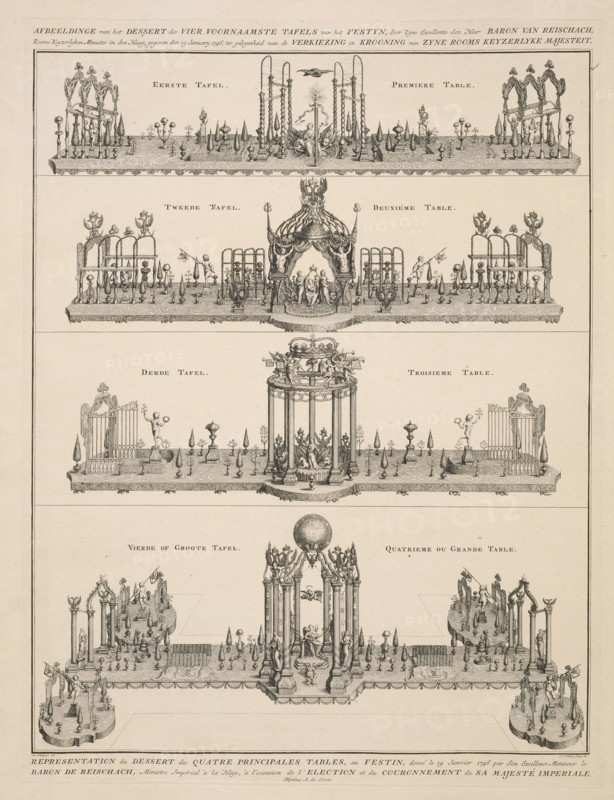 Impériale, Représentation du dessert des quatre principales tables, au festin, donné le 19 janvier 1746 par Son Excellence
