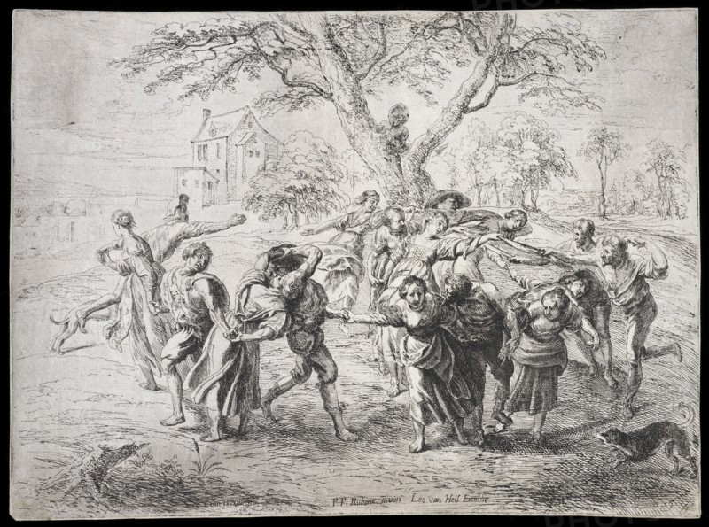 Dance of the Italian peasants, Heil, Leo van, b. 1605, Rubens, Peter Paul, Sir, 1577-1640, Etching, ca. 1640