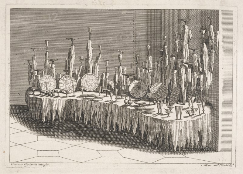 Display of crystal and glass vessels, Disegni del convito fatto dall'illustrissimo signor senatore Francesco Ratta