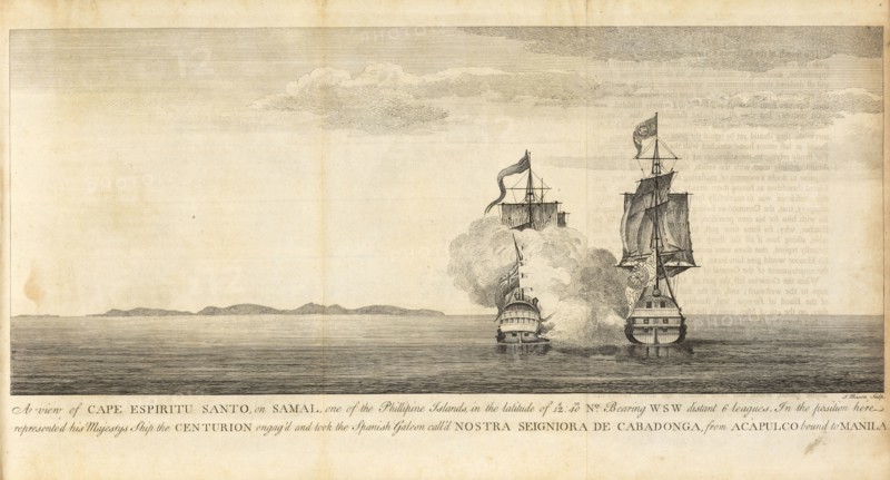 A View of Cape Espiritu Santo, on Samal, one of the Phillipine Islands, A voyage round the world, in the years MDCCXL, I, II