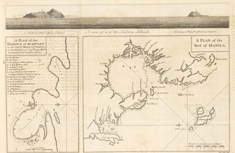 A Plan of the Harbour of Acapulco, A Plan of the Bay of Manila, A View of 2 of the Ladrone Islands, A Plan of the Harbour