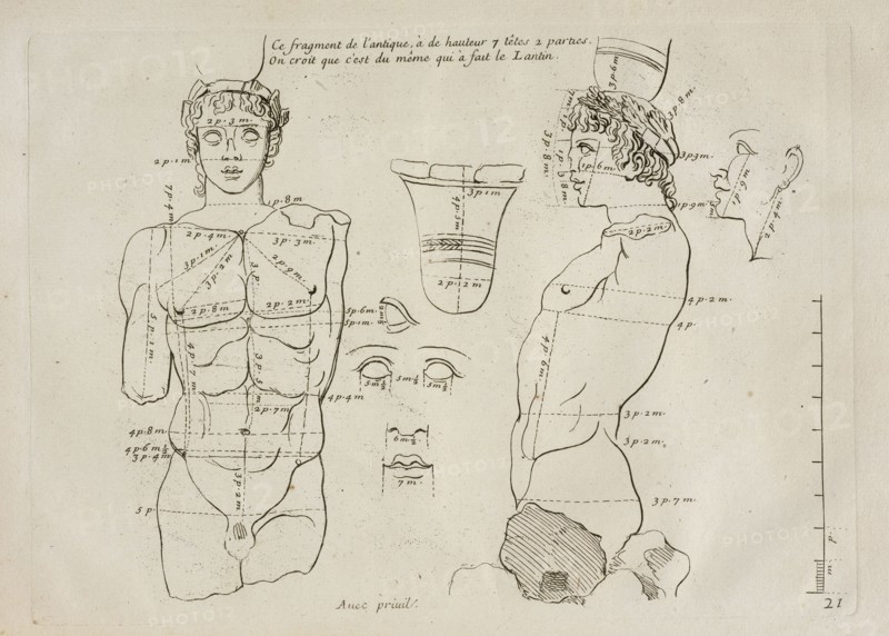 Ce fragment de l'antique. Les proportions du corps humain: mesurées sur les plus belles figures de l'antiquité, Audran, Gérard