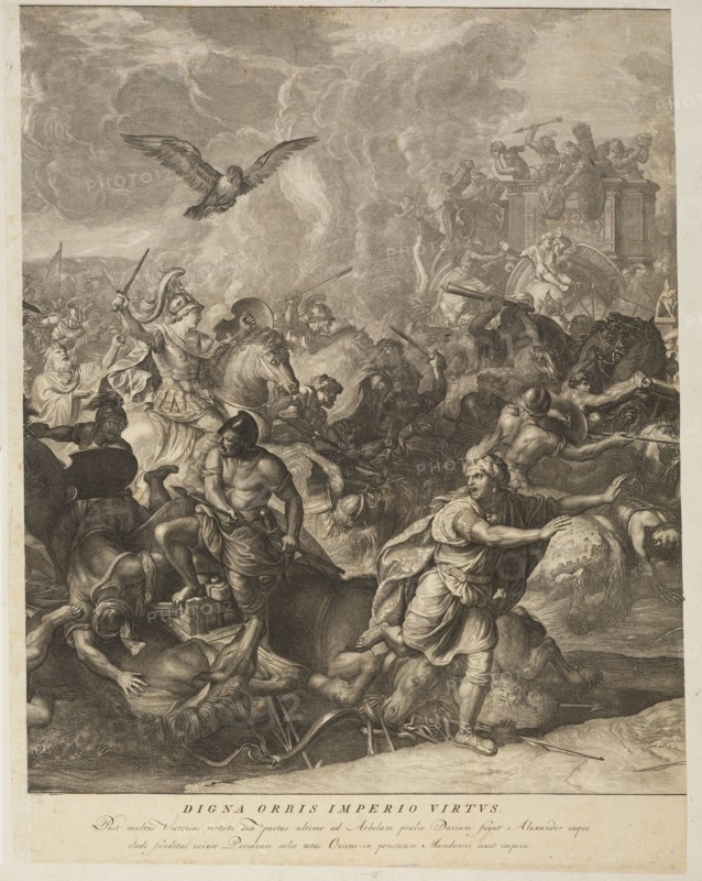 Battle of Arbelles, Battles of Alexander, Gunst, Pieter Stevens van, 1659?-1724?, Le Brun, Charles, 1619-1690, Engraving
