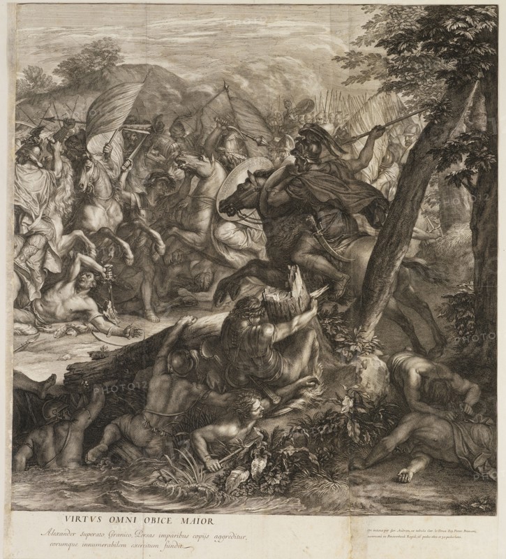Crossing of the Granicus: detail, Battles of Alexander, Audran, Gérard, 1640-1703, Le Brun, Charles, 1619-1690, Etching