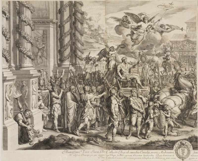 Triumph of Constantine: detail left side, Audran, Gérard, 1640-1703, Le Brun, Charles, 1619-1690, Etching, engraving