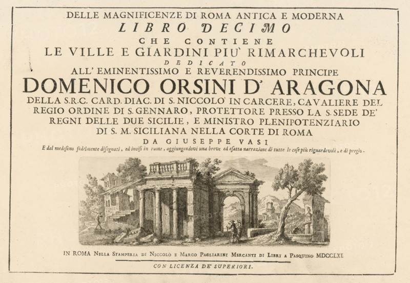 Frontispiece, volume 10, Delle magnificenze di Roma antica e moderna, Vasi, Giuseppe, 1710-1782, Engraving, between 1747