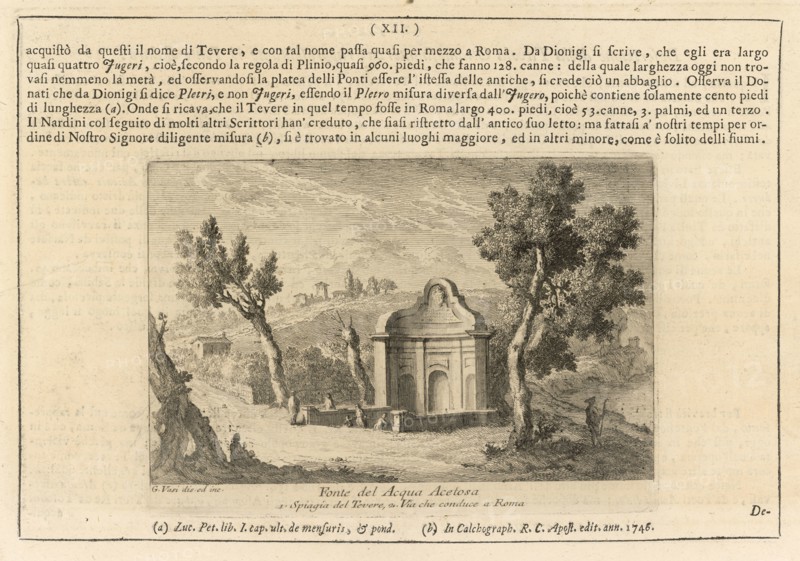 Fonte del Acqua Acetosa, Delle magnificenze di Roma antica e moderna, Vasi, Giuseppe, 1710-1782, Engraving, 1747-1761, Page, 12