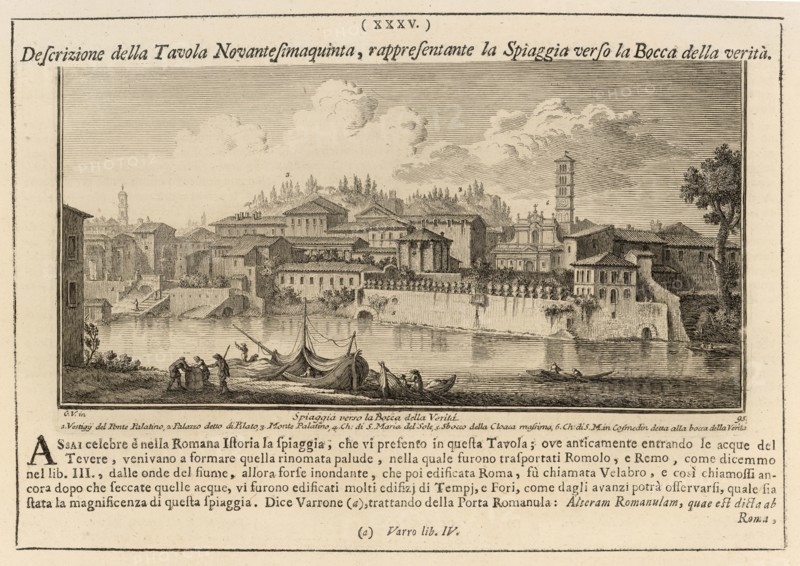 Spiaggia verso la Bocca della Verita, Delle magnificenze di Roma antica e moderna, Vasi, Giuseppe, 1710-1782, Engraving, 1747