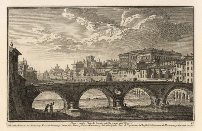 Fianco della Strada Giulia dalla parte del Tevere, Delle magnificenze di Roma antica e moderna, Vasi, Giuseppe, 1710-1782